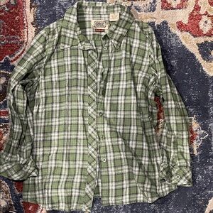 CE Schmidt Casual Green Plaid Button Down Shirt